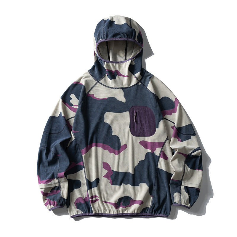 Unisex Lightweight Technical Hooded Pullover Wind Jacket with Chest Zipper Pocket and Elastic Hem Mune Fashion