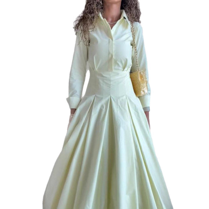 Women's shirt dress with tailored corset fit and wide pleated skirt Mune Fashion