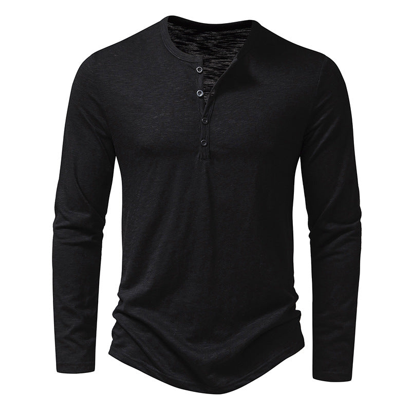 Men's fine knit Henley with round neck, concealed button placket and fitted silhouette Mune Fashion