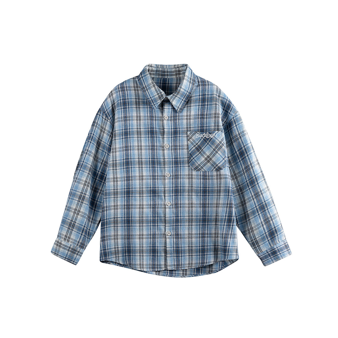 Unisex Loose Flannel Buttondown in Overshirt Cut with Rounded Hem Mune Fashion