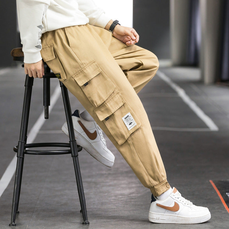 Men's nan cargo jogger pants with multiple patch pockets, elastic waistband, and gathered ankles Mune Fashion