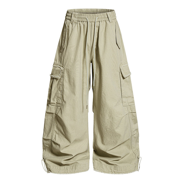 Women's Wide Cargo Pants with Elastic Waistband, Cargo Pockets, and Adjustable Hem Mune Fashion