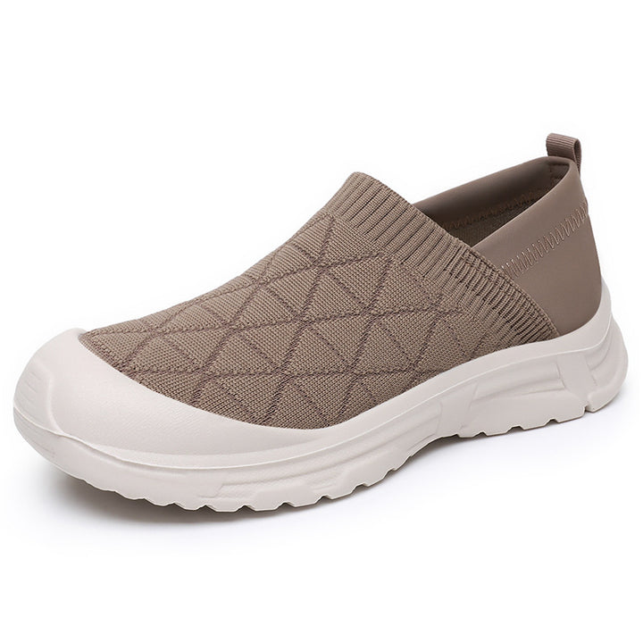 Women’s breathable knit slip-on casual shoe with diamond-structured surface, shock-absorbing lightweight sole, and reinforced toe cap Mune Fashion