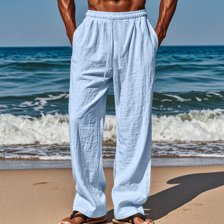 Men's Lightweight Linen Pants with Wide Leg and Elastic Waist Mune Fashion