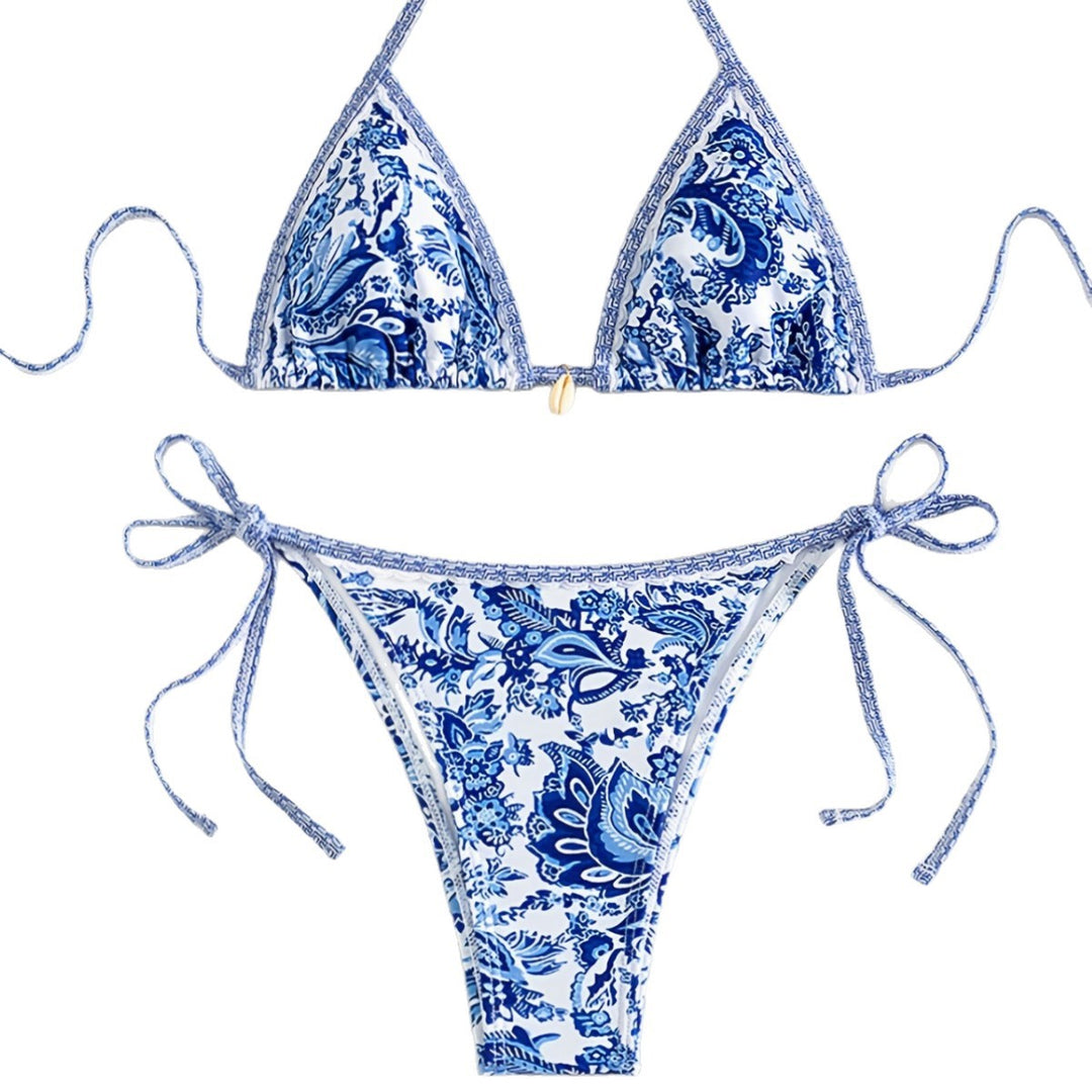 Women's Triangle Bikini with Floral Patterns Mune Fashion