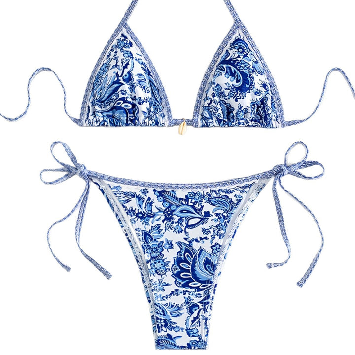 Women's Triangle Bikini with Floral Patterns Mune Fashion