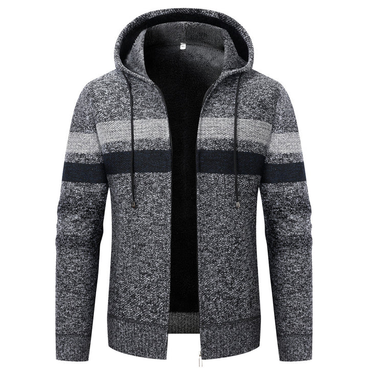 Men's hoodie cardigan with fleece lining and zipper Mune Fashion