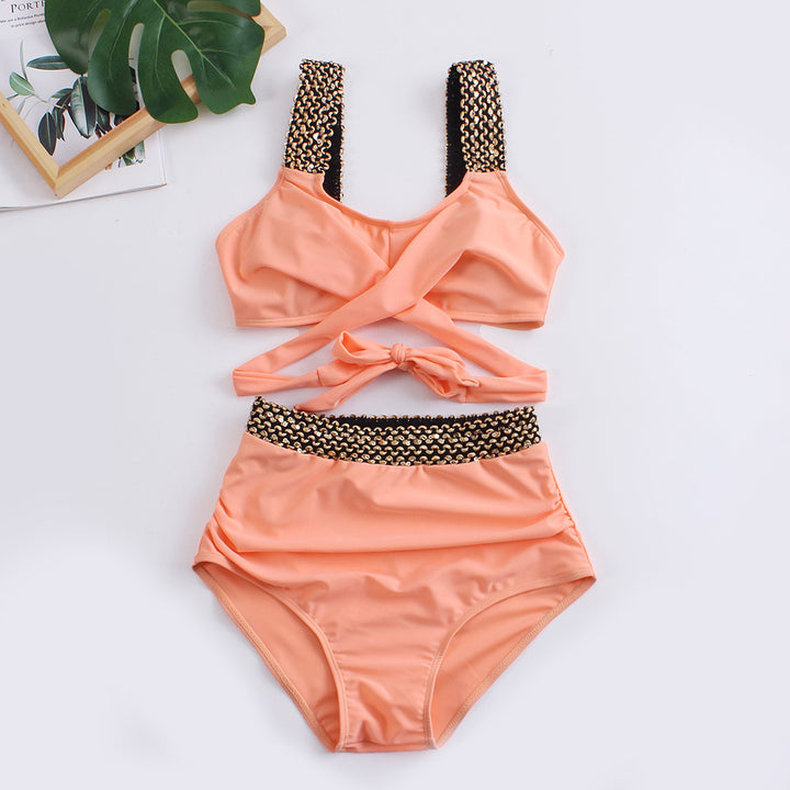 Women's High-Waisted Bikini Set with Stylish Wrap Top Mune Fashion