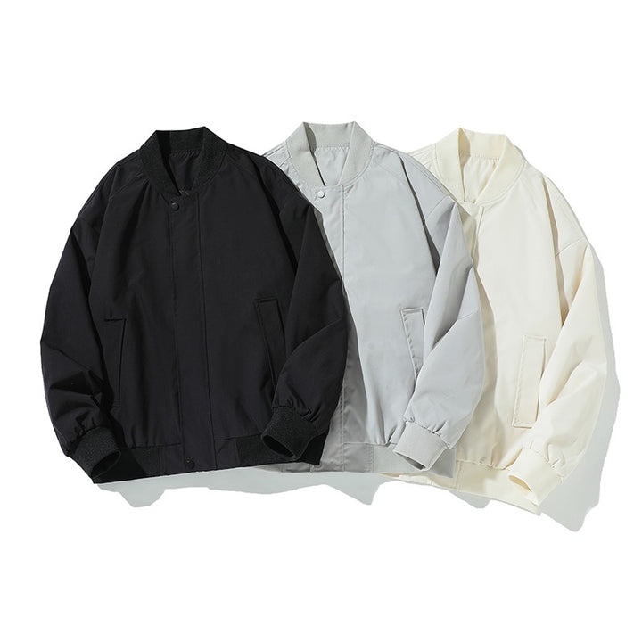 Women's Lightweight Bomber Jacket with Ribbed Hem, Snap Button Placket and Concealed Side Pockets Mune Fashion