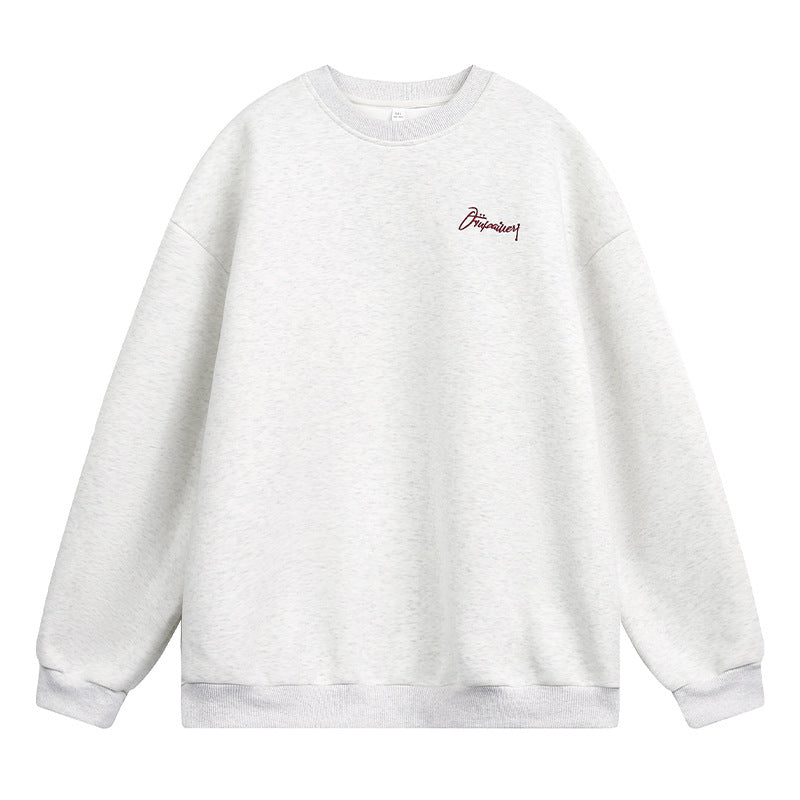Unisex Oversize Sweatshirt with Round Neck and Subtle Script Embroidery Mune Fashion
