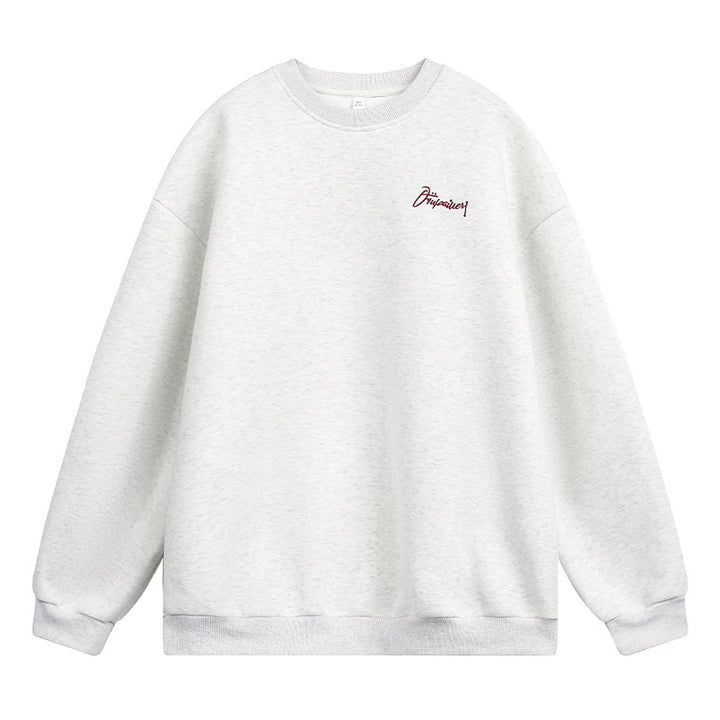 Unisex Oversize Sweatshirt with Round Neck and Subtle Script Embroidery Mune Fashion