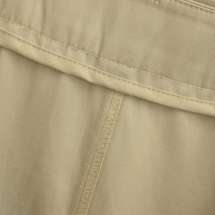 Women's A-Line Trench Skirt with Waist Belt and Decorative Button Placket Mune Fashion