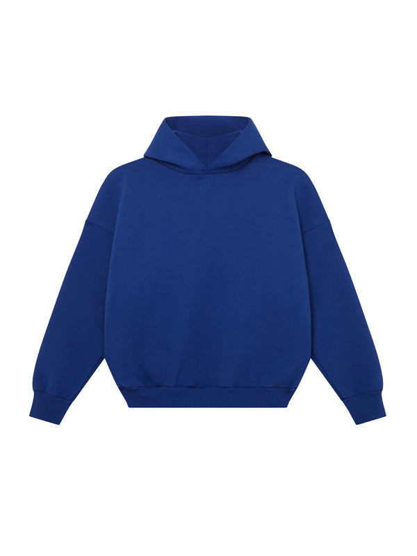 Unisex minimalist hoodie without kangaroo pocket with dropped shoulder and ribbed hem Mune Fashion