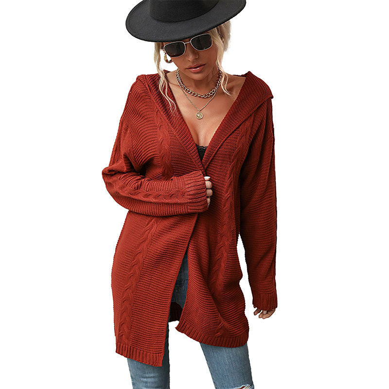 Women's Long Cardigan in Fine Knit with Cable Pattern and Casual Longline Fit Mune Fashion