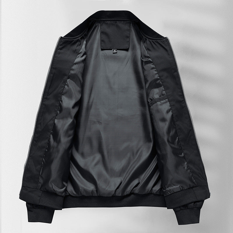 Men's Lightweight Bomber Jacket with Stand-up Collar and Quilted Decorative Stripes Mune Fashion