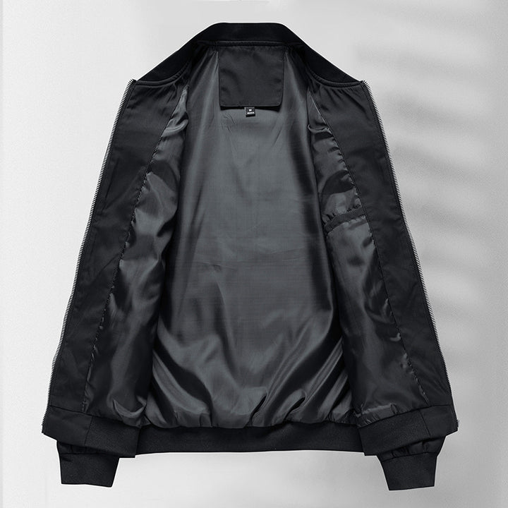 Men's Lightweight Bomber Jacket with Stand-up Collar and Quilted Decorative Stripes Mune Fashion