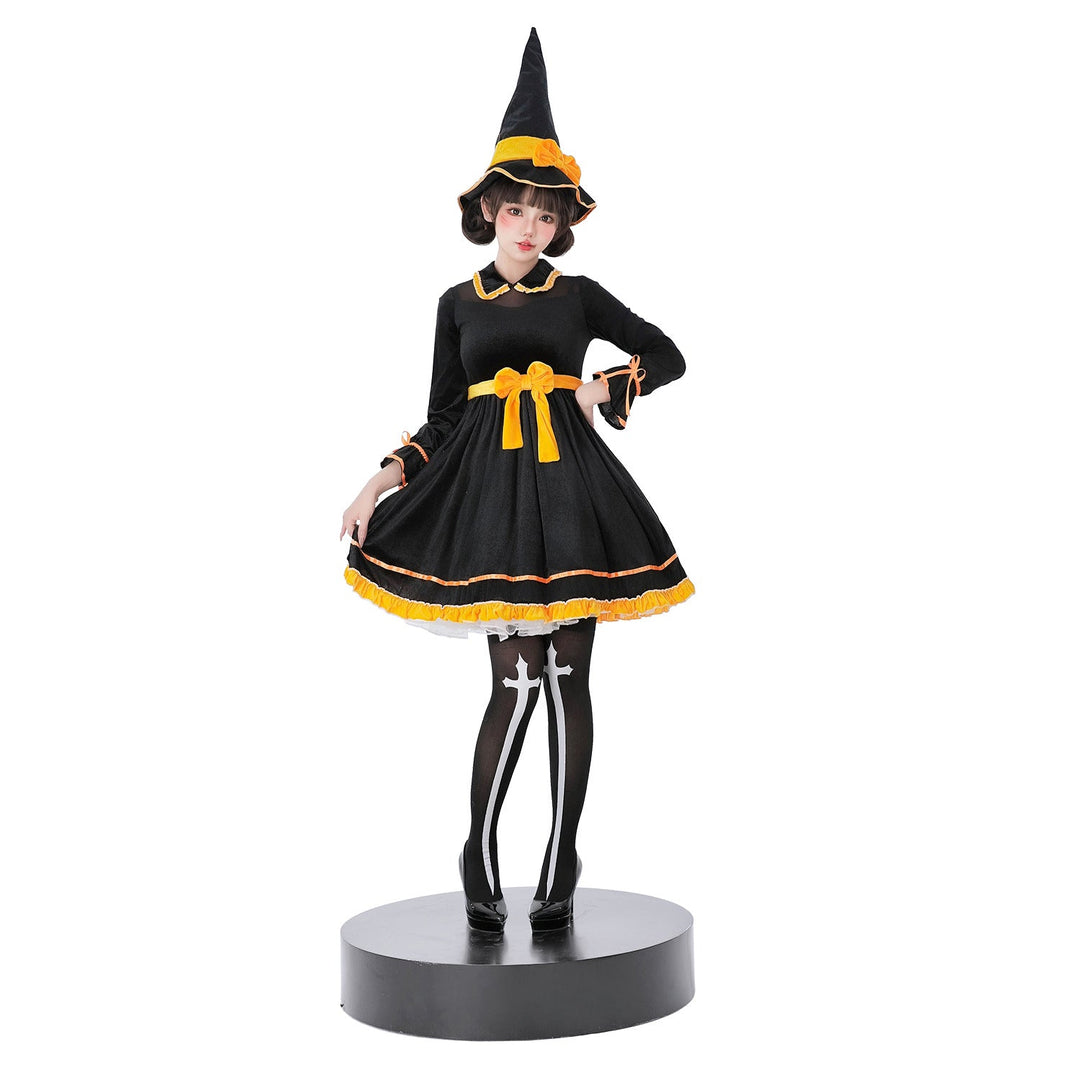 Women's witch costume with elegant ruffle details Mune Fashion
