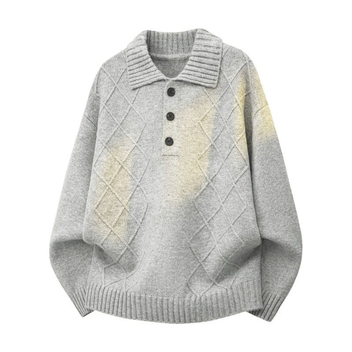 Women’s knit pullover with polo collar and diamond texture Mune Fashion