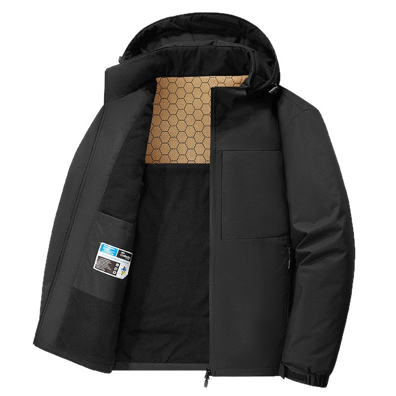 Men's Thermo Softshell Parka with Fleece Lining and Honeycomb Insulation Membrane Mune Fashion