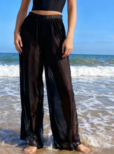 Women's palazzo pants with elegant transparent accents Mune Fashion