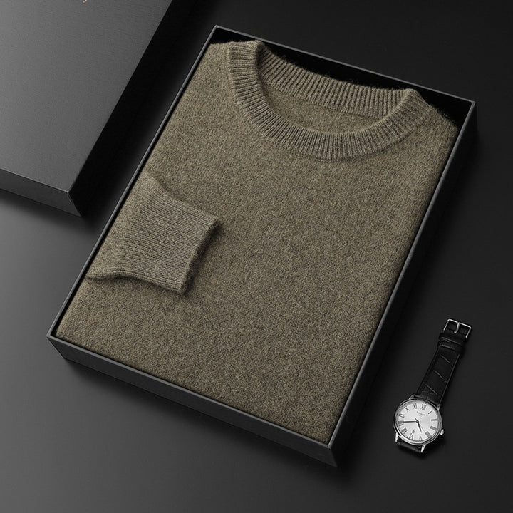 Men's Round Neck Pullover in Cashmere Look with Extra Soft Pile and Gift Box Mune Fashion