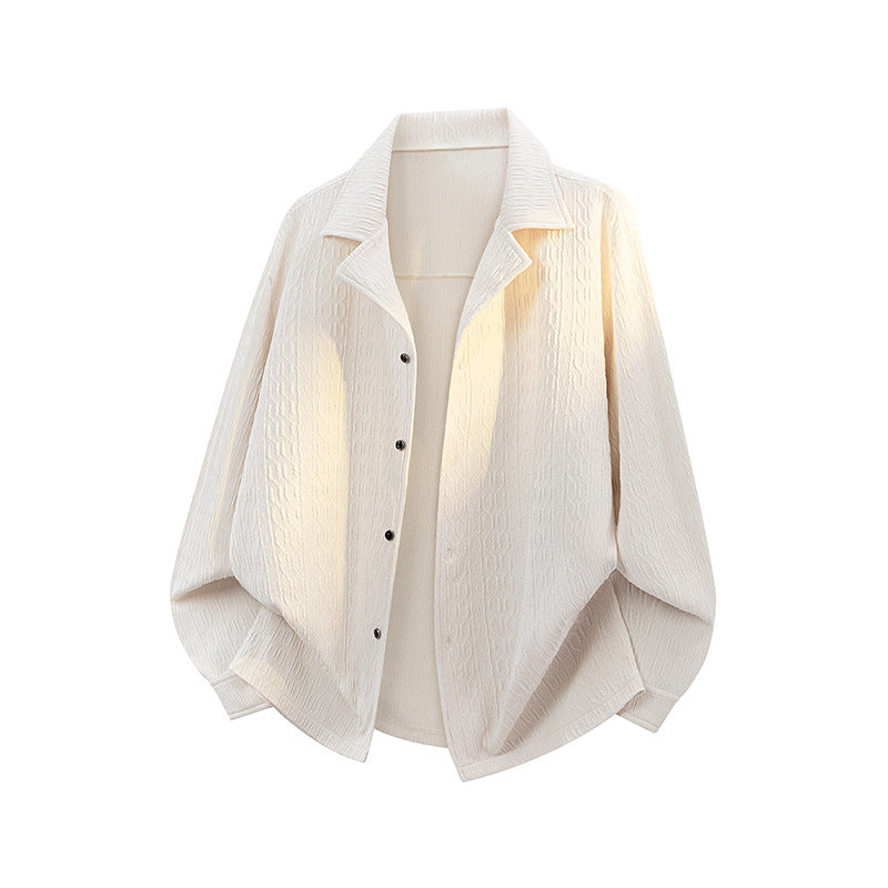 Women Lightly Structured Oversized Shirt Jacket with Lapel Collar & Press Button Front Mune Fashion