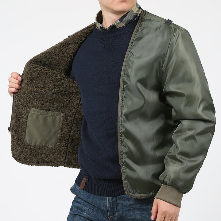 Men's quilted field parka with hood, shoulder flaps and multifunctional pockets