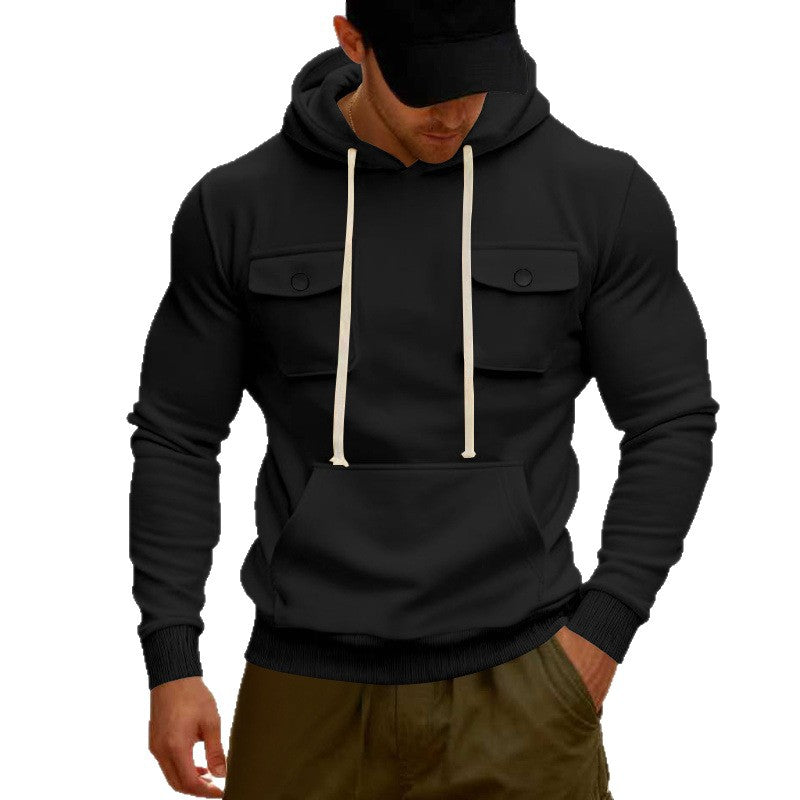 Men's hooded sweatshirt with chest flap pocket, kangaroo pocket & ribbed cuffs Mune Fashion