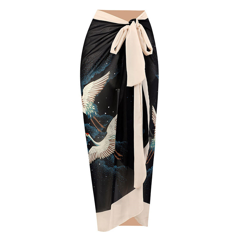 Women's One-Piece Swimsuit with Stylish Crane Design Mune Fashion