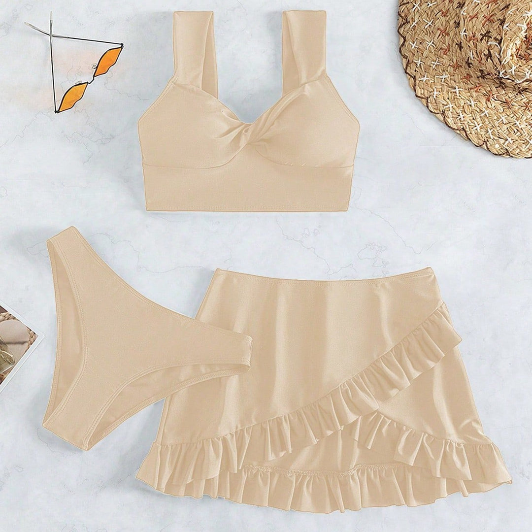 Women's leisure bikini set with wrap skirt and supportive straps Mune Fashion