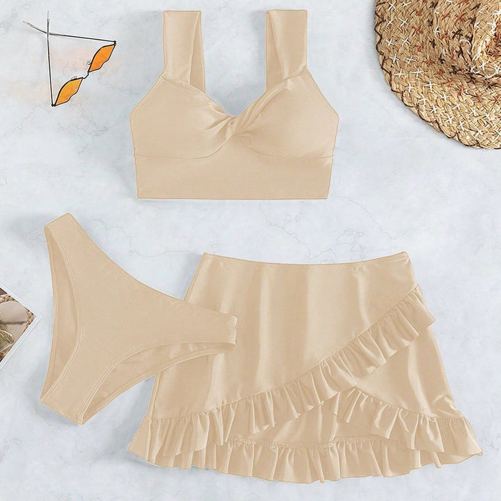 Women's leisure bikini set with wrap skirt and supportive straps Mune Fashion