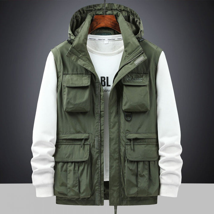Men's Mult functional Utility Field Jacket with Hood, Multiple Pockets and Ripstop Outer Material Mune Fashion