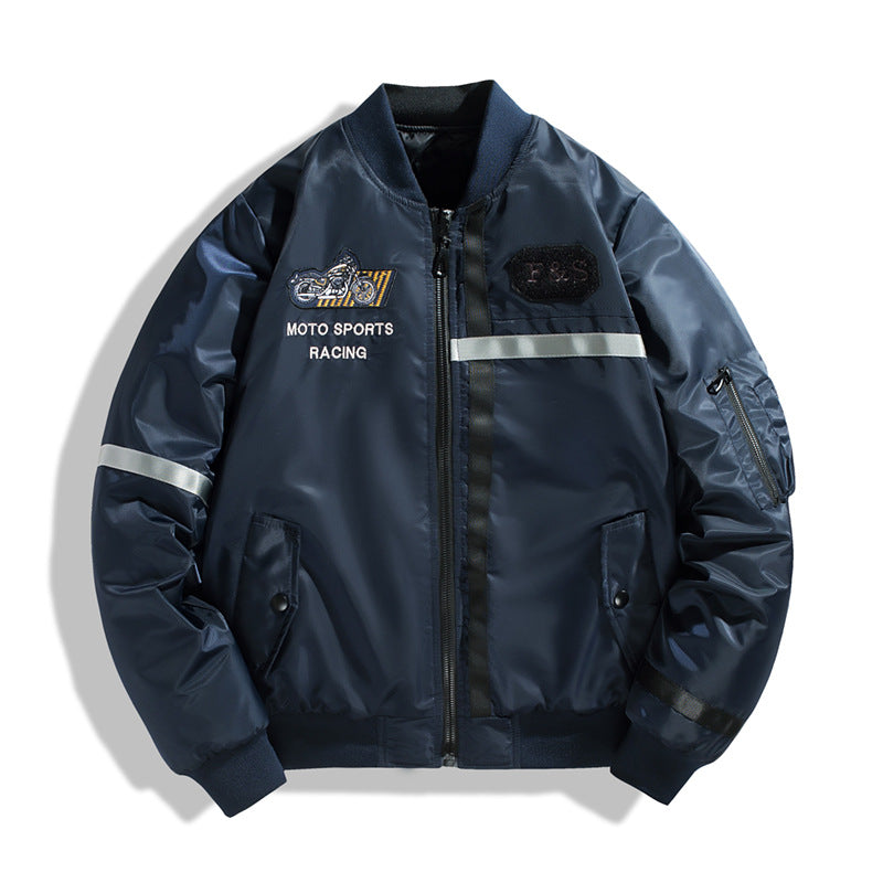 Men's bomber jacket in flight jacket style with reflective stripes, utility pockets and light thermal lining Mune Fashion