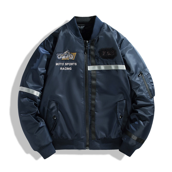 Men's bomber jacket in flight jacket style with reflective stripes, utility pockets and light thermal lining Mune Fashion