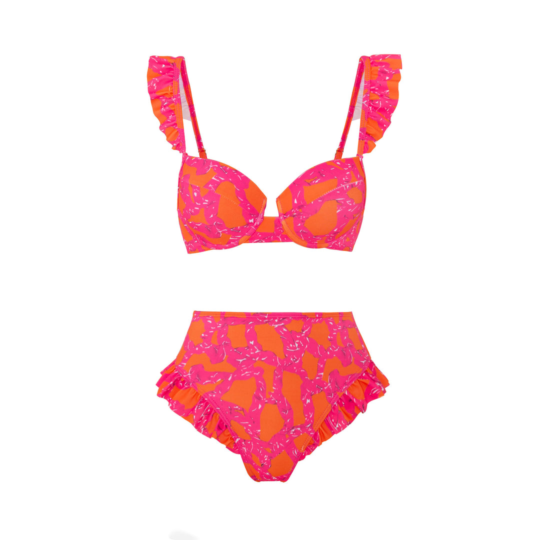 Women's bikini set with ruffled top and high-waisted pants Mune Fashion