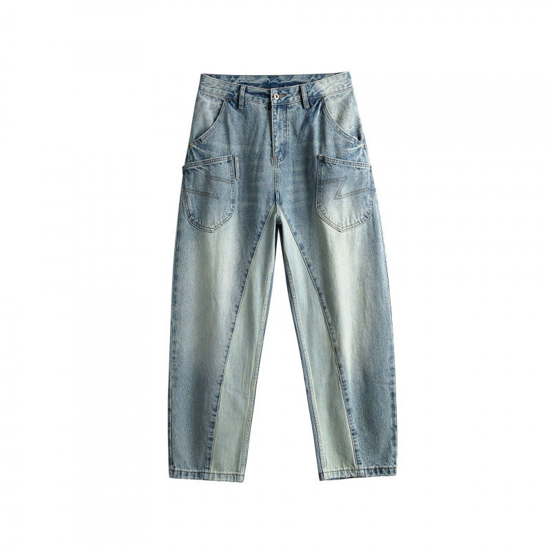 Ladies baggy jeans in panel design with low waistband and large pockets Mune Fashion