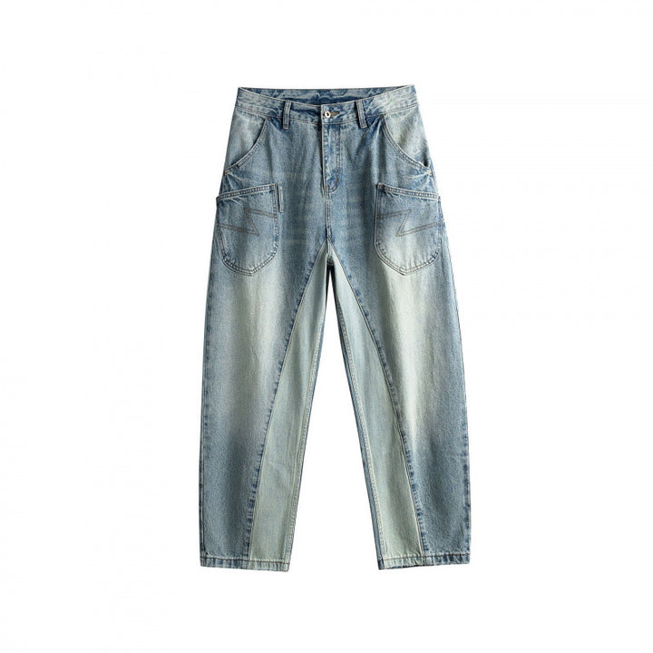 Ladies baggy jeans in panel design with low waistband and large pockets Mune Fashion
