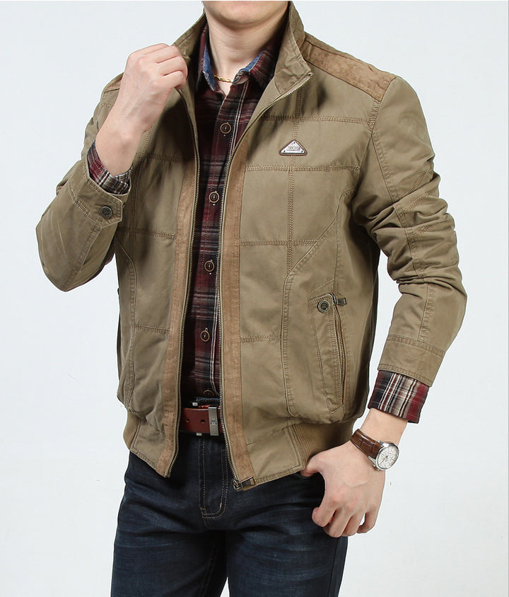 Men's utility bomber jacket with quilted look, zipper and ribbed cuffs Mune Fashion