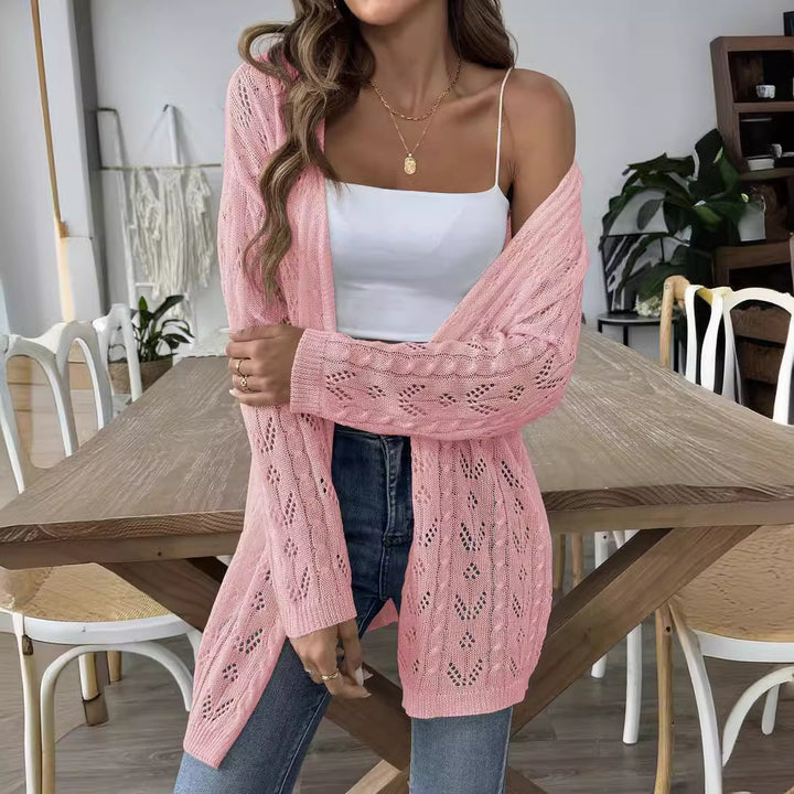 Women's airy knit cardigan with delicate eyelet pattern Mune Fashion