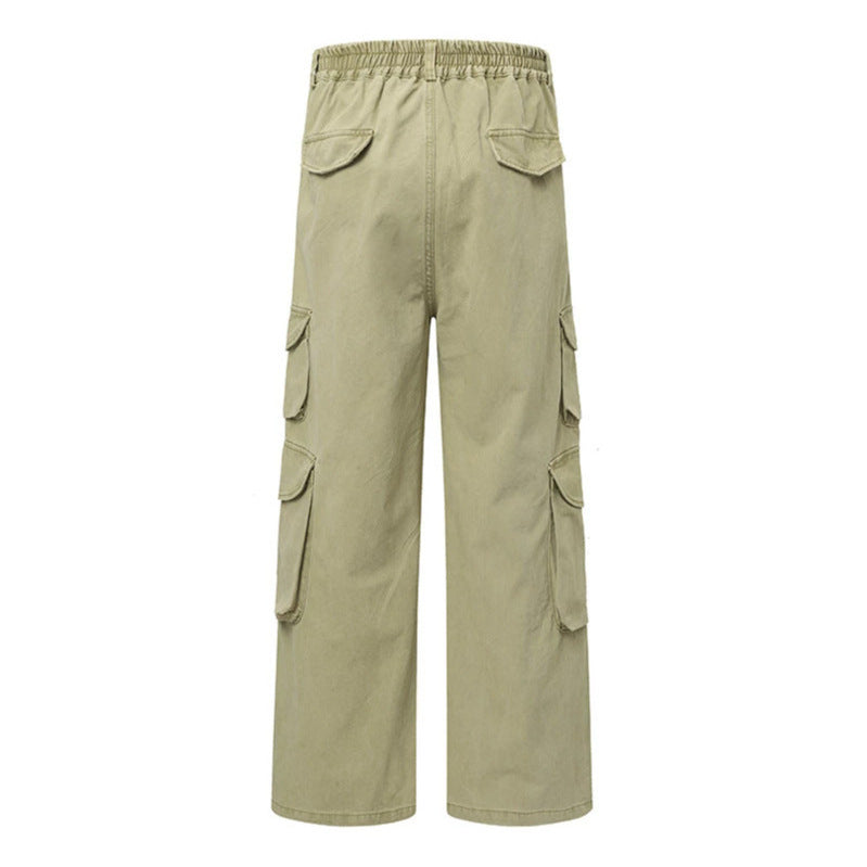 Ladies Wide Cargo Pants with Multi-Pockets and High Waist Mune Fashion