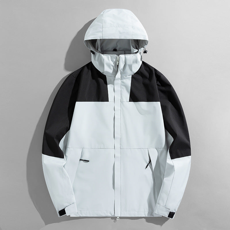 Men's two-layer technical hooded outdoor jacket with high closing stand-up collar and adjustable hood Mune Fashion