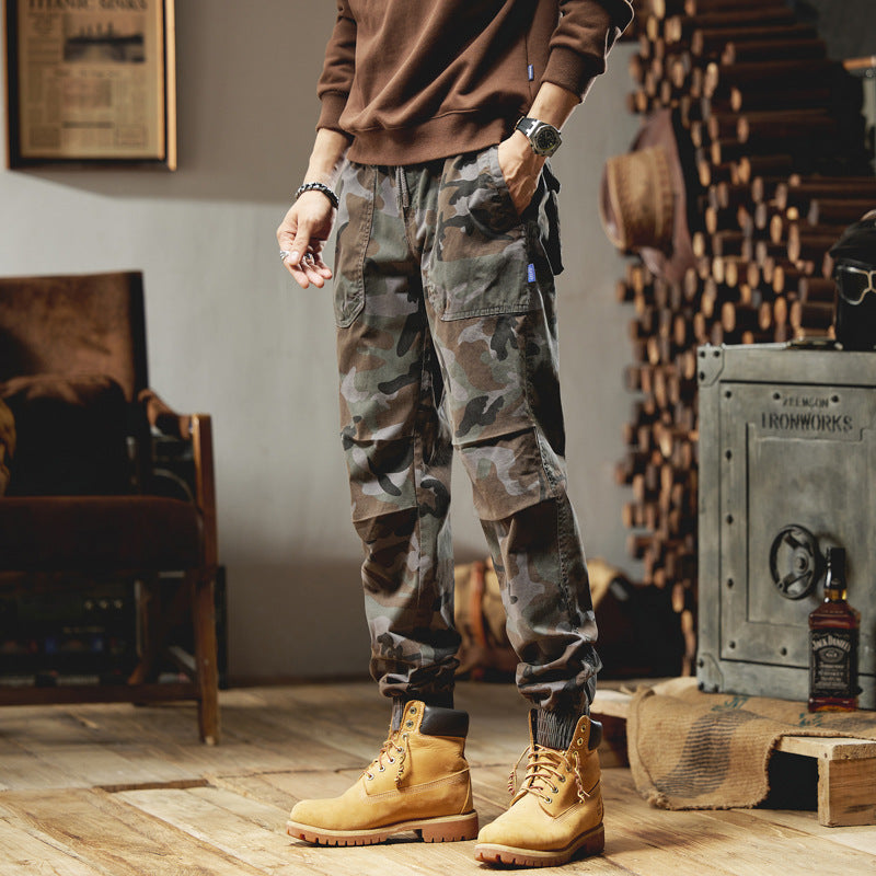 Herren Camouflage-Cargojogger aus robustem Ripstop mit Tunnelzugbund, Kniefalten und elastischen Bündchen Mune Fashion