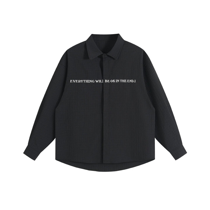 Unisex Oversize Textured Shirt Jacket with Concealed Button Placket and Statement Embroidery Mune Fashion