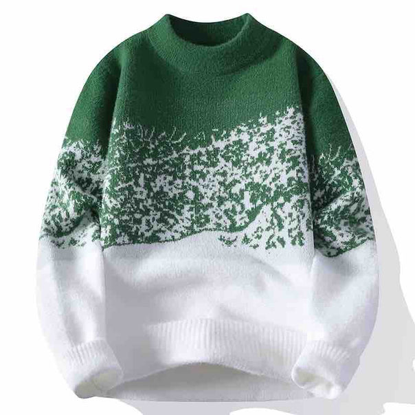Unisex Oversized Knit Sweater with Jacquard Texture and Round Neckline Mune Fashion