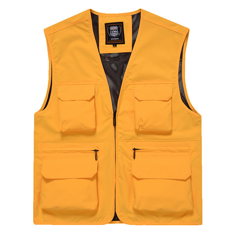 Men's multi-pocket utility vest with full-length zipper, breathable mesh lining, and large capacity flap and zipper pockets Mune Fashion