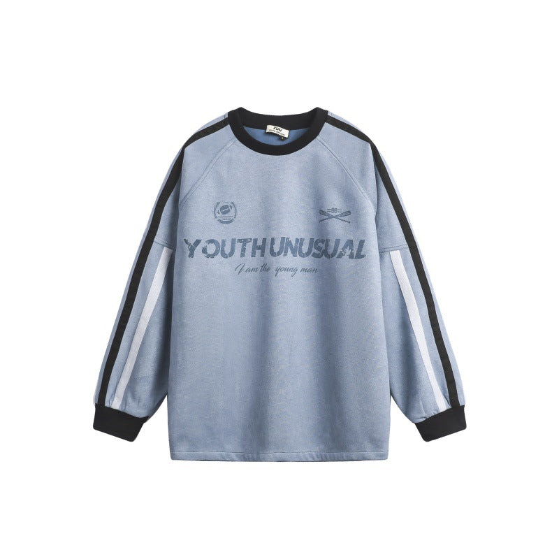 Men's Oversized Sweatshirt in Retro Sports Style with Contrast Stripes Mune Fashion