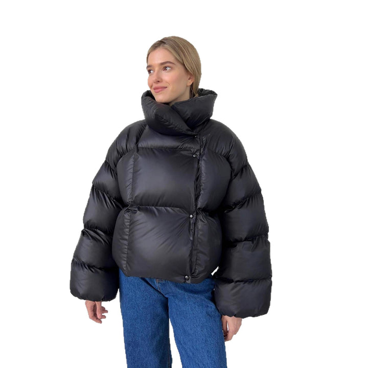Women extravagant oversized quilted down jacket with extra voluminous hood Mune Fashion