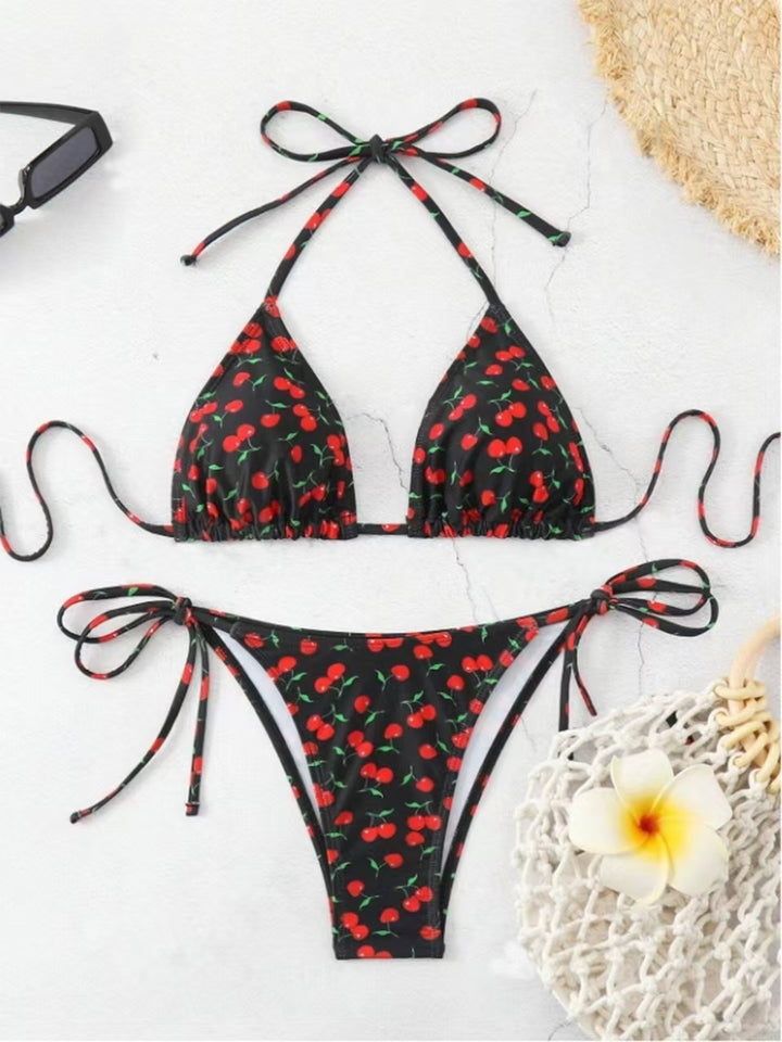 Women Triangle Bikini with playful cherry pattern Mune Fashion