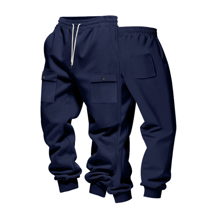 Men's cargo joggers with flap pockets, drawstring waistband, and ribbed ankle cuffs Mune Fashion