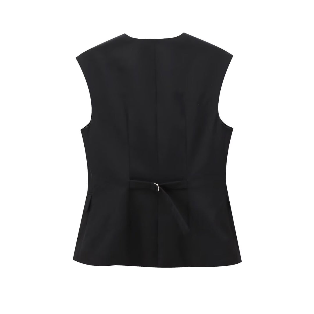 Ladies Elegant High-Waist Trousers with Creases, Straight Wide Leg and Concealed Hook Closure Mune Fashion